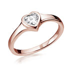 MATERIA Women's Ring Rose Gold Heart with Zirconia 925 Silver Rose Gold Plated 