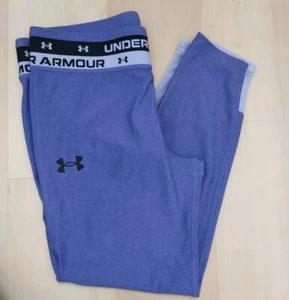 Under Armour Cropped Fitted Leggings Girls Purple Athletic Heatgear Youth Large - Picture 1 of 8