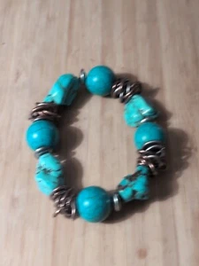 Vintage Howlite & Turquoise Bracelet With Copper Spacers - Picture 1 of 4