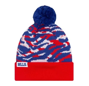 New Era Buffalo Bills Zebra Print Pom Knit Hat - Picture 1 of 4