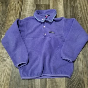 Girls Purple Warm Soft Patagonia Fleece Size Medium (10) Snap Henley - Picture 1 of 8