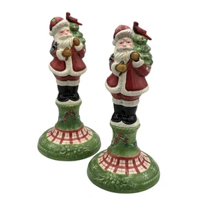 Tracy Porter Winterland Kegel Kerzenhalter Paar 10,5" Santa Weihnachtsdeko - Bild 1 von 9