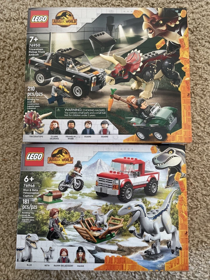 LEGO 76946 Blue&beta Velociraptor Capture + 76950 Triceratop Pickup Truck Ambush - Image 1 of 1