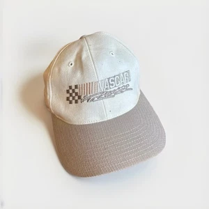 Vintage NASCAR Victory Cap Hat White Beige Snapback Racing Logo Adjustable 90s - Picture 1 of 6