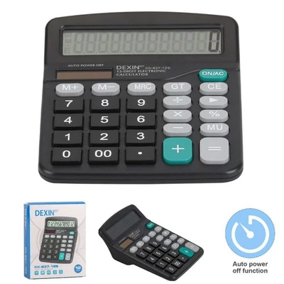 Desktop Calculator 12 Digit Display Battery Solar Basic Big Button Business Home - Image 1 of 4