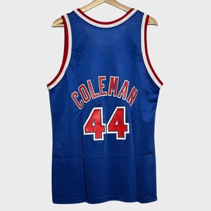 Vintage 1990s Champion Derrick Coleman New Jersey Nets Blue NBA Trikot 44 Large L - Bild 1 von 4