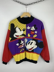 Vintage Disney Mickey Mouse Double Sided Sweatshirt Reversible Crewneck USA XS - Picture 1 of 23