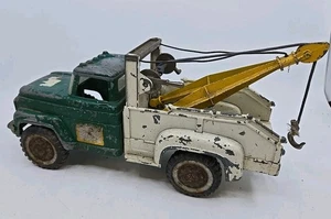 Vintage Hubley Mighty Metal Wrecker Green White Tow Truck - Picture 1 of 12