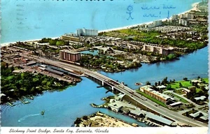 Aerial View of Stickney Point Bridge, Siesta Key, Sarasota, Florida Postcard - Picture 1 of 2