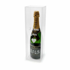 Clear Wine Bottle Gift Box Champagne Presentation Case I Love You Valentines - Picture 1 of 2