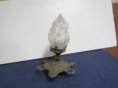 ancien lustre abat jour opaline 1900 bronze  - Photo 1/4