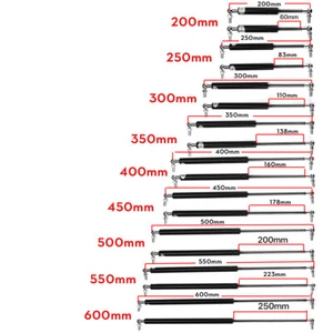 2x 200N Länge 200 - 600mm Gasdruckfeder Universal Gasfeder Gasdruckdämpfer DHL - Zdjęcie 1 z 17