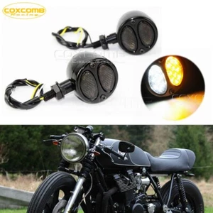 2X LED ámbar intermitente luz de giro lámpara de funcionamiento para Harley Bobber Café Racer - Imagen 1 de 12