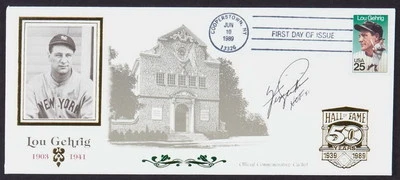 FERGIE JENKINS SIGNED LOU GEHRIG FIRST DAY ISSUE HOF CACHET COVER w/PSA PRE-CERT - Image 1 of 4