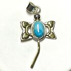 Two Tone - Blue Mohave Turquoise 925 Sterling Silver Pendant Jewelry JY414