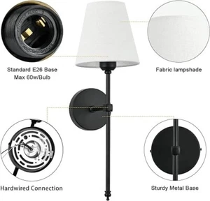 Bsmathom Wall Sconces Sets of 2, Rustic Industrial Wall Lamps, Hardwired Column - Picture 1 of 3