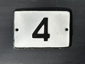 Número 4 Esmalte Vintage Números de Casa Hecho en Europa Habitación Hotel ENVÍO GRATUITO - Imagen 1 de 2