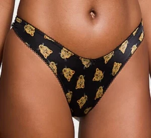 Victoria’s Secret VERY SEXY High-Leg Thong Panty Leopard Print Satin Large NWT - Picture 1 of 4