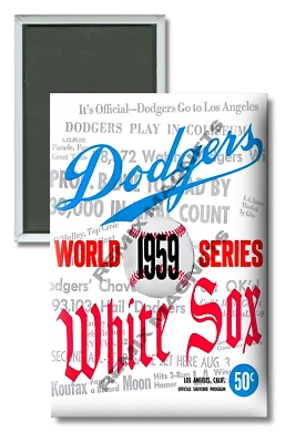 1959 World Series CHI White Sox LA Dodgers MLB Program 2 x 3 Refrigerator Magnet - Image 1 of 3