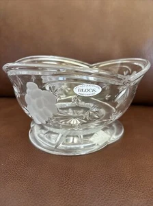 24% Lead Crystal Bowl Block Savannah 9 3/4" Grape Pattern New with box - Picture 1 of 14