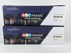 GPC IMAGE CF501X & CF503X Toner Printer Cartridge, 1 Magenta & 1 Cyan New Sealed - Picture 1 of 12