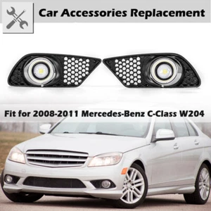 For Mercedes Benz C-Class W204 2008-10 Bumper Fog Light Grill w/ Angel Eye Lamp - Picture 1 of 9