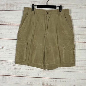 Pantalones Cortos Carga Para Hombre Mezcla Seda Lino Talla 36 Beige 10" Entrepierna Caribe - Imagen 1 de 8