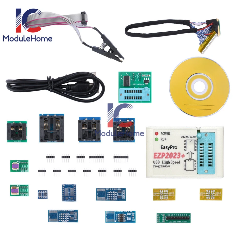EZP2023 High-Speed USB SPI Programmer+15 Adapters For 24 25 93 95 EEPROM 25Flash - Image 1 of 4
