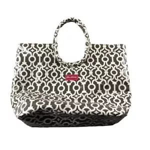 Lou Harvey große PVC grau weiß geometrischer Druck Strandtasche, Strandtasche, Reise - Bild 1 von 9