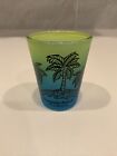 Pompano Beach Glass Shot Glass/Jigger Clear Colorful Design Palm Trees Standard
