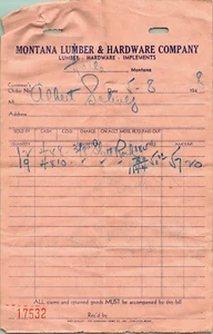 Montana Lumber Hardware Harlowton Montana 1948 Receipt - Picture 1 of 2