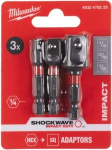Impact Shockwave Steckschlüssel Adapter Set Milwaukee 3er-Pack Schwerlast Adapter Quadratisch - Bild 1 von 1