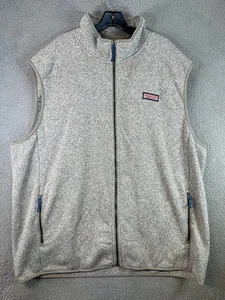 Vineyard Vines Vest Mens 3XL Tall Gray Sweater Fleece Vest Zip Up Preppy Finance - Picture 1 of 10