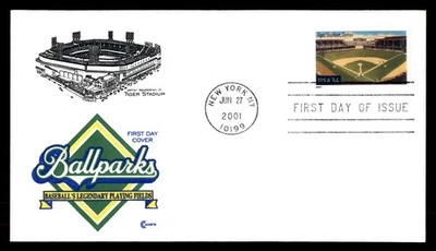 Mayfairstamps US FDC 2001 New York tiger stadium baseball field First Day Cover - Image 1 of 2