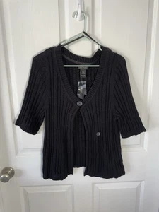 LANE BRYANT Woman’s Black Single Button Cable Knit Fall Casual Cardigan 14/16 - Picture 1 of 7