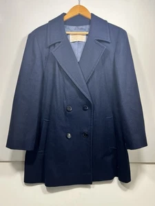 Vintage Pendleton Coat Womens 16 Blue Wool Peacoat USA MADE Double Breasted - Picture 1 of 11