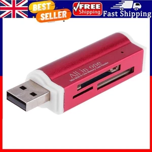 USB2.0 4 in 1 Multi Speicherkartenleser für SD/SDHC/Mini SD/MMC/TF (rot). - Bild 1 von 3