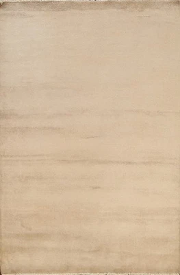 Alfombra oriental lisa contemporánea 4x6 lana anudada a mano alfombra marfil moderna Foto 1 de 4