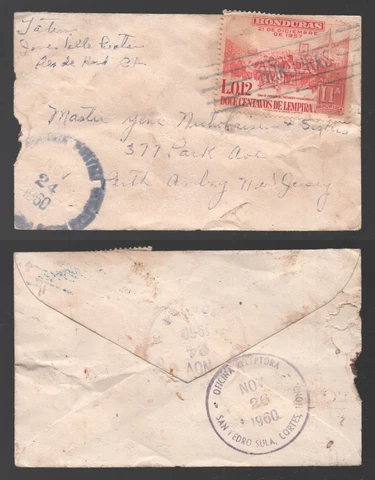 1960 Honduras Tiny Cover to USA Cover