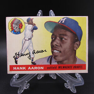 Topps 1955 Topps #47 Hank Aaron HOF - Milkwaukee Braves