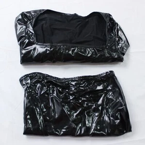 Blushmark Women's Long Sleeve Faux Leather Crop Top And Shorts Set EJ1 Black XS - Picture 1 of 7