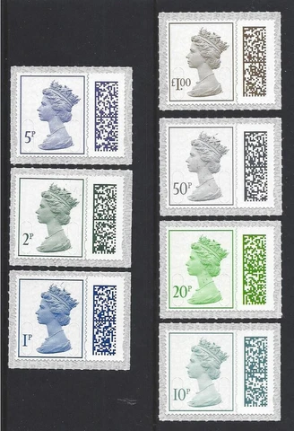 GREAT BRITAIN 2022 BARCODED MACHINS SET OF 7 UNMOUNTED MINT, MNH Cover
