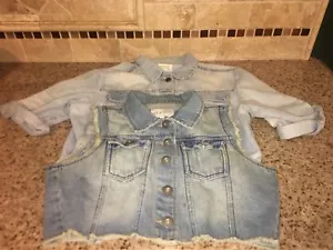 dELIA'S Chaleco Denim Azul Talla Mediana Junior Y SUEÑA OUT LOUD CHAQUETA VAQUERA TALLA M - Imagen 1 de 12