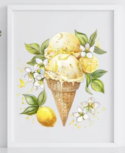 Zitronen Wandbilddruck, Zitronen Küche Kunstdruck, Wohndeko Kunst #09 - Bild 1 von 2