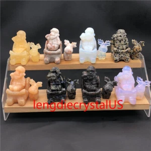 Wholesale Milu deer Sleigh Car Santa Claus Skull Quartz Crystal Skull Figurines - Picture 1 of 17