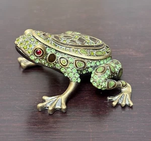 Two's Company Jewelry Frog Trinket Box Austrian Crystal Enameled - Picture 1 of 9
