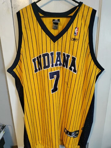 Vintage REEBOK Indiana PACERS Jermaine O'NEAL #7 Pinstripe JERSEY Mens 58 Large Cover