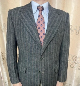 1970s vintage handtailored bespoke plaid all worsted rockabilly disco blazer 40R - Picture 1 of 10