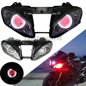 Assembly Headlight Red Devil White Angel Eye Projector For Yamaha YZF R6 2006-07 - Picture 1 of 12