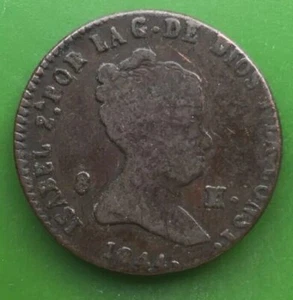 1844 Spanien 8 Maravedis Münze #2098 - Bild 1 von 2